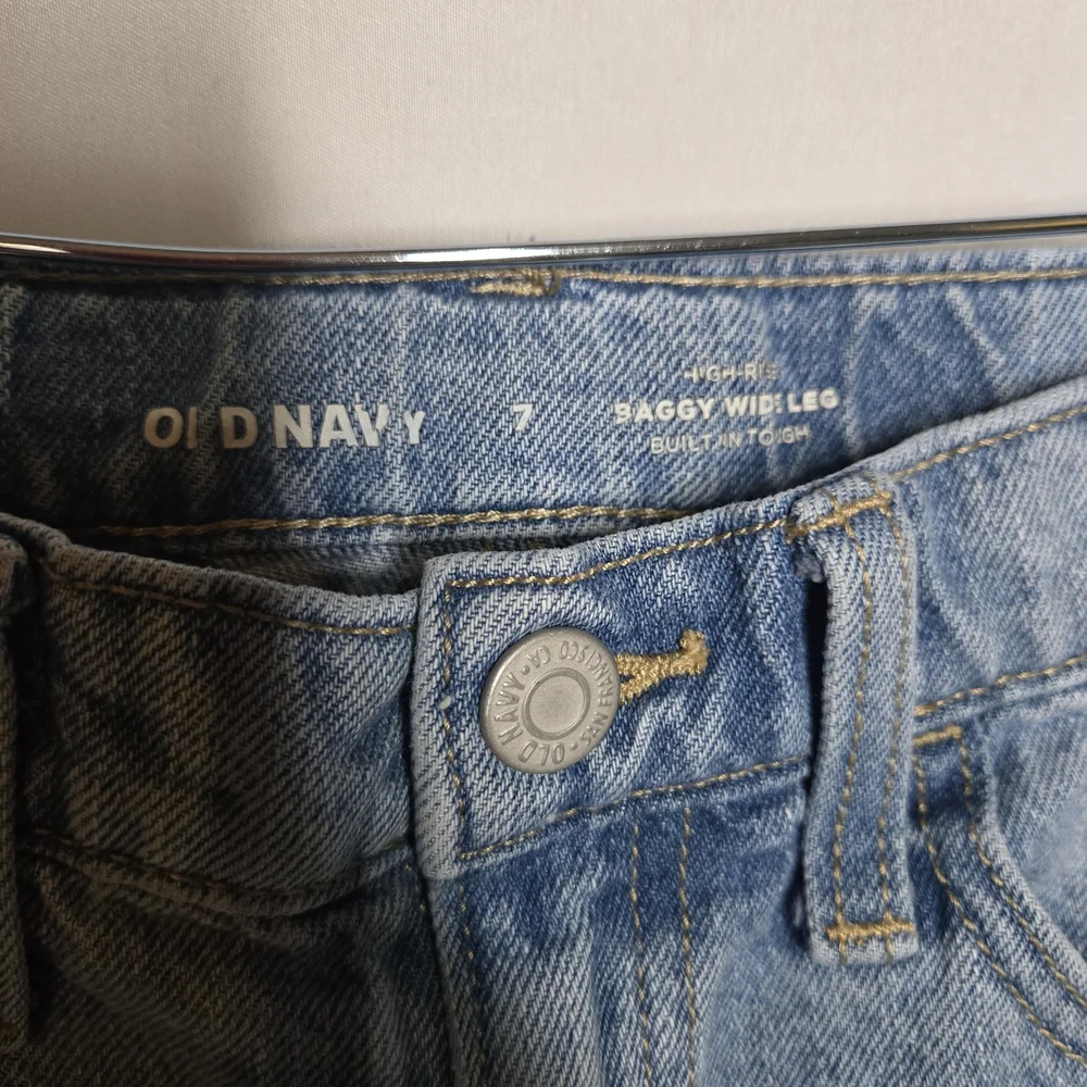 Size 7 Kids Old Navy Blue Baggy Distressed Wide-Leg Jeans